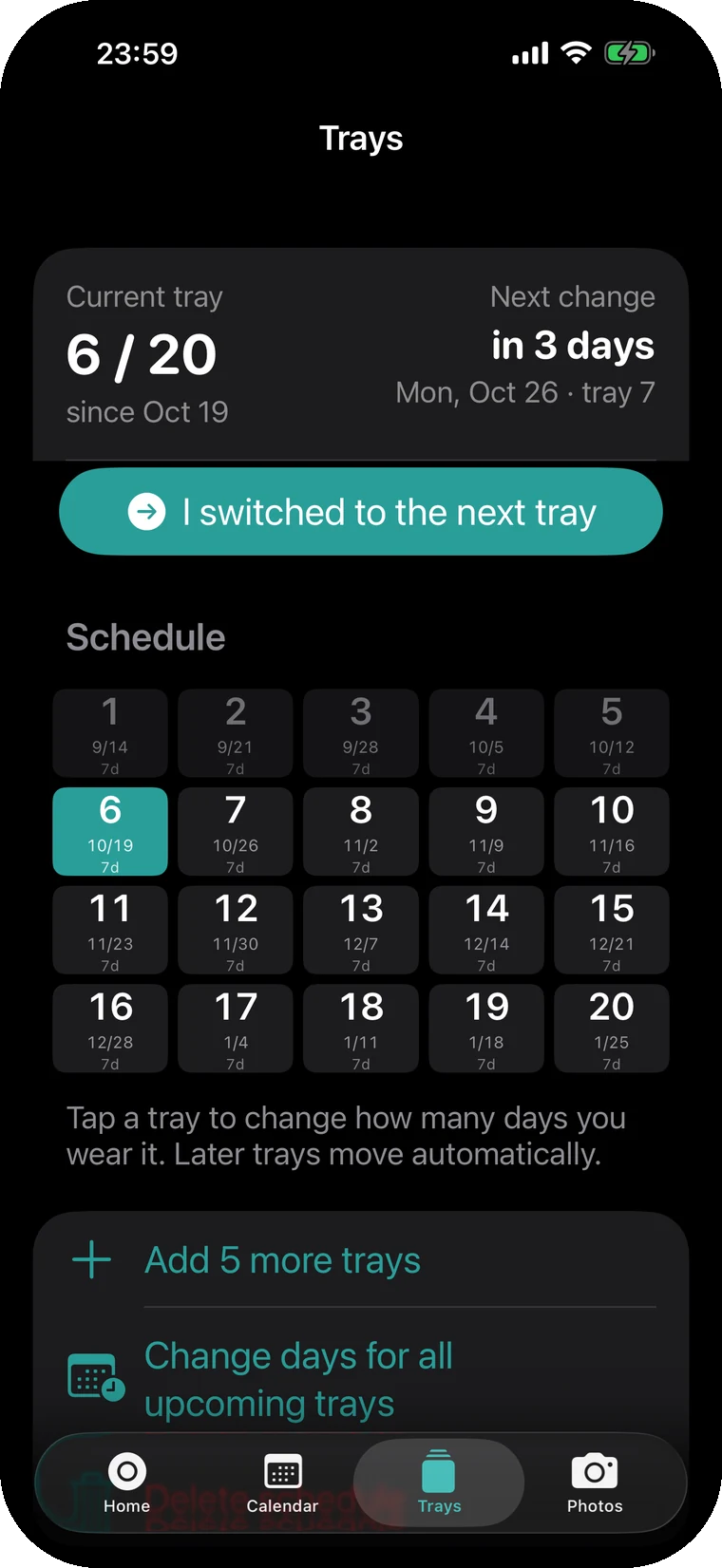 Weartap screen